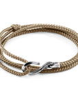 Sand Brown Heysham Silver and Rope Bracelet