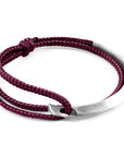 Aubergine Purple Hove Silver and Rope Bracelet
