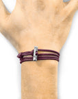 Aubergine Purple Oxford Silver and Rope Bracelet