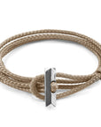 Sand Brown Oxford Silver and Rope Bracelet