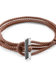 Copper Pink Oxford Silver and Rope Bracelet