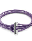 Lilac Purple Oxford Silver and Rope Bracelet