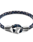 Indigo Blue Alderney Silver and Braided Leather Bracelet