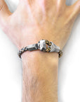 Petrol Green Alderney Silver and Braided Leather Bracelet