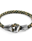 Petrol Green Alderney Silver and Braided Leather Bracelet