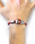 Amber Red Alderney Silver and Braided Leather Bracelet