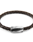 Cacao Brown Hayling Silver and Braided Leather Bracelet