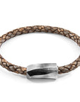 Taupe Grey Hayling Silver and Braided Leather Bracelet