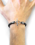 Midnight Black Jura Silver and Braided Leather Bracelet