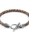 Taupe Grey Jura Silver and Braided Leather Bracelet