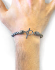 Petrol Green Jura Silver and Braided Leather Bracelet