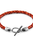 Amber Red Jura Silver and Braided Leather Bracelet