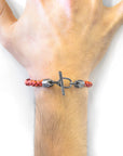 Amber Red Jura Silver and Braided Leather Bracelet