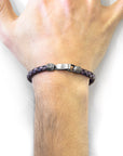 Indigo Blue Skye Silver and Braided Leather Bracelet