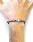 Taupe Grey Skye Silver and Braided Leather Bracelet