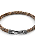 Taupe Grey Skye Silver and Braided Leather Bracelet