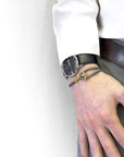 Shadow Grey Admiral Anchor 9ct Yellow Gold and Stingray Leather Bracelet