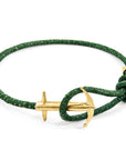 Racing Green Admiral Anchor 9ct Yellow Gold and Stingray Leather Bracelet