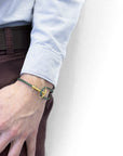 Racing Green Admiral Anchor 9ct Yellow Gold and Stingray Leather Bracelet