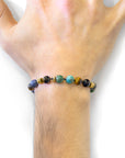 Multicoloured Multi-Gem Agaya 9ct Yellow Gold and Stone Beaded Macrame Bracelet