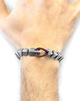 Red Bordeaux Brixham Maxi Silver and Round Leather Bracelet