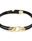 Raven Black Conway 9ct Yellow Gold and Stingray Leather Bracelet