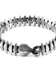 Coal Black Delta Anchor Maxi Silver and Braided Leather Bracelet