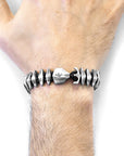 Coal Black Delta Anchor Maxi Silver and Braided Leather Bracelet