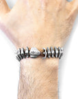 Light Brown Delta Anchor Maxi Silver and Braided Leather Bracelet