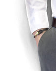 Shadow Grey Dundee 9ct Yellow Gold and Stingray Leather Bracelet