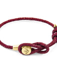 Bordeaux Red Dundee 9ct Yellow Gold and Stingray Leather Bracelet