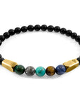 Multicoloured Multi-Gem Hukou 9ct Yellow Gold and Stone Bracelet