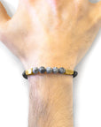 Grey Jasper Hukou 9ct Yellow Gold and Stone Bracelet