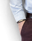 Raven Black Liverpool 9ct Yellow Gold and Stingray Leather Bracelet