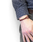 Bordeaux Red Liverpool 9ct Yellow Gold and Stingray Leather Bracelet
