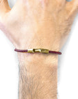 Bordeaux Red Talbot 9ct Yellow Gold and Stingray Leather Bracelet