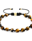 Brown Tigers Eye Zebedee 9ct Yellow Gold and Stone Beaded Macrame Bracelet