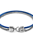 Azure Blue Crossjack Mast Silver and Round Leather Bracelet
