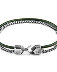 Racing Green Crossjack Mast Silver and Round Leather Bracelet