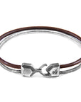 Mocha Brown Gallant Mast Silver and Round Leather Bracelet