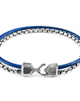 Azure Blue Moonraker Mast Silver and Round Leather Bracelet