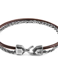 Mocha Brown Staysail Mast Silver and Round Leather Bracelet