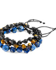 Black Agate Zebedee Silver and Stone Beaded Macrame Bracelet