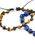 Blue Lapis Lazuli Zebedee Silver and Stone Beaded Macrame Bracelet