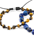 Brown Tigers Eye Zebedee Silver and Stone Beaded Macrame Bracelet