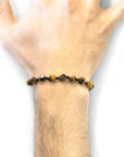 Brown Tigers Eye Zebedee Silver and Stone Beaded Macrame Bracelet