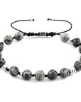 Grey Jasper Agaya Silver and Stone Beaded Macrame Bracelet