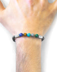 Multicoloured Multi-Gem Hukou Silver and Stone Bracelet