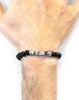 Black Onyx Nachi Silver and Stone Beaded Bracelet