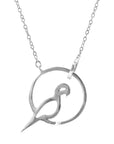 Perched Parrot Link Paradise Silver Necklace Pendant